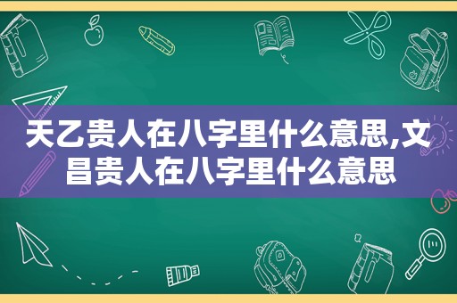 天乙贵人在八字里什么意思,文昌贵人在八字里什么意思