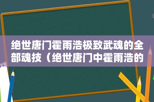 绝世唐门霍雨浩极致武魂的全部魂技（绝世唐门中霍雨浩的魂灵）