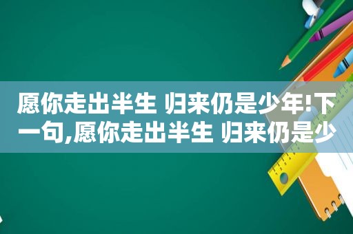 愿你走出半生 归来仍是少年!下一句,愿你走出半生 归来仍是少年是什么意思