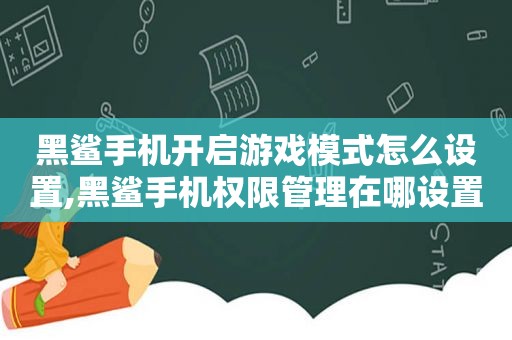 黑鲨手机开启游戏模式怎么设置,黑鲨手机权限管理在哪设置