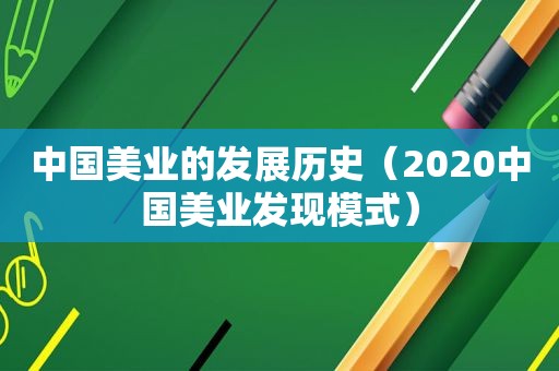 中国美业的发展历史（2020中国美业发现模式）