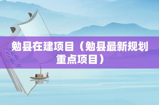 勉县在建项目（勉县最新规划重点项目）