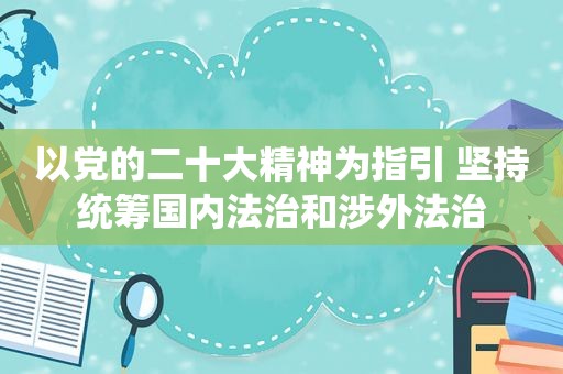 以党的二十大精神为指引 坚持统筹国内法治和涉外法治