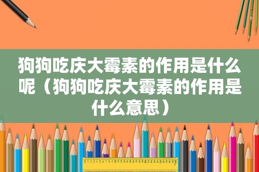 狗狗吃庆大霉素的作用是什么呢（狗狗吃庆大霉素的作用是什么意思）