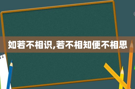 如若不相识,若不相知便不相思