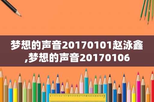 梦想的声音20170101赵泳鑫,梦想的声音20170106