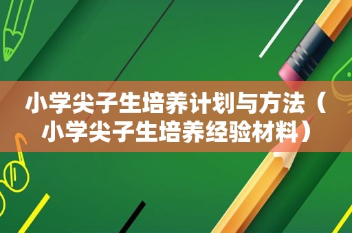 小学尖子生培养计划与方法（小学尖子生培养经验材料）