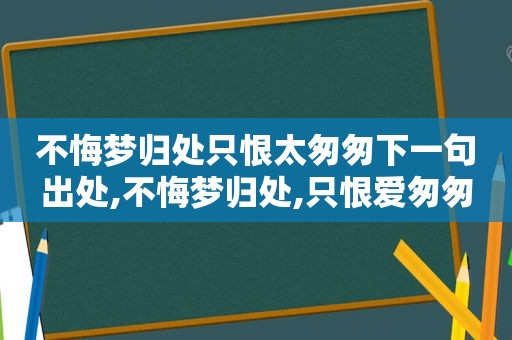 不悔梦归处只恨太匆匆下一句出处,不悔梦归处,只恨爱匆匆