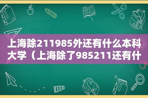 上海除211985外还有什么本科大学（上海除了985211还有什么一本）