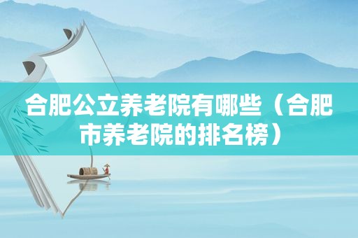 合肥公立养老院有哪些（合肥市养老院的排名榜）