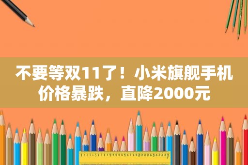 不要等双11了！小米旗舰手机价格暴跌，直降2000元