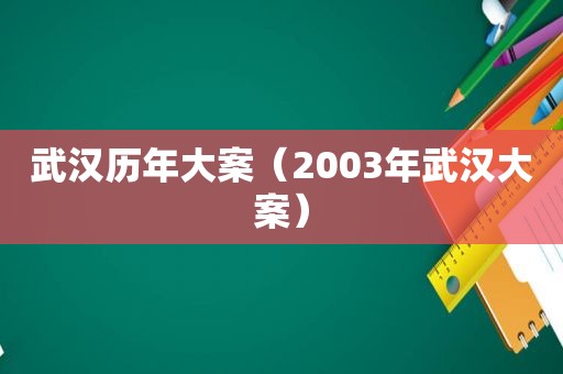 武汉历年大案（2003年武汉大案）