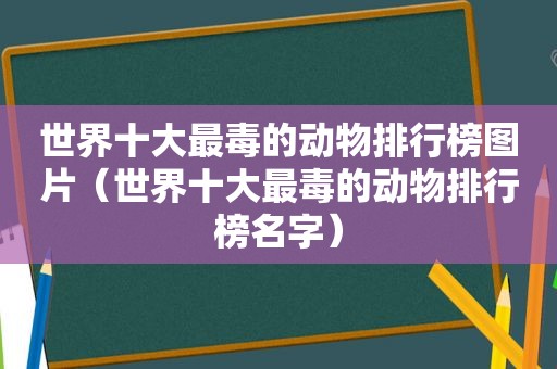 世界十大最毒的动物排行榜图片（世界十大最毒的动物排行榜名字）