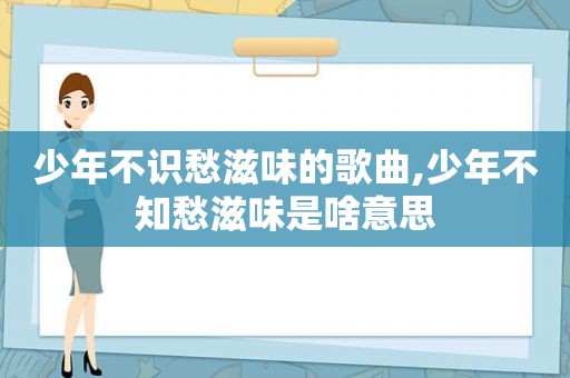 少年不识愁滋味的歌曲,少年不知愁滋味是啥意思