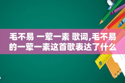 毛不易 一荤一素 歌词,毛不易的一荤一素这首歌表达了什么