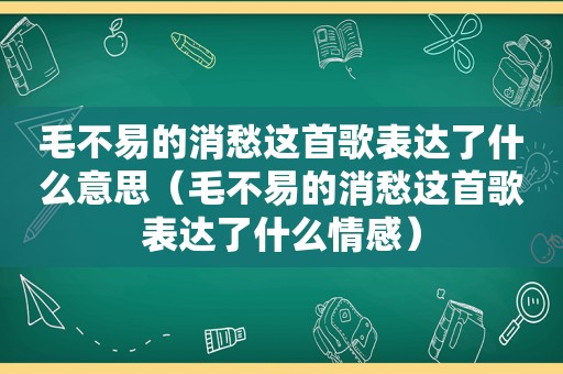 毛不易的消愁这首歌表达了什么意思（毛不易的消愁这首歌表达了什么情感）