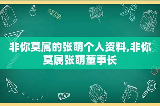 非你莫属的张萌个人资料,非你莫属张萌董事长