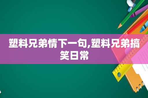 塑料兄弟情下一句,塑料兄弟搞笑日常