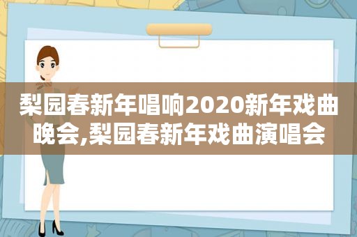 梨园春新年唱响2020新年戏曲晚会,梨园春新年戏曲演唱会