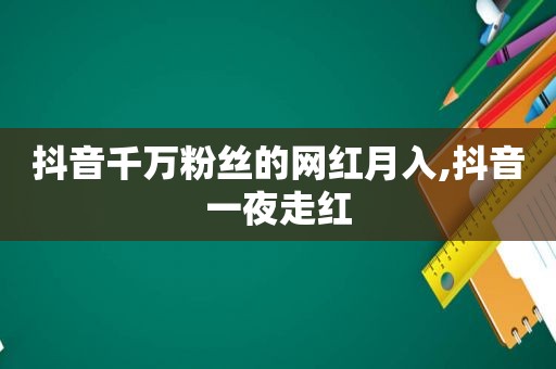 抖音千万粉丝的网红月入,抖音一夜走红