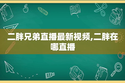 二胖兄弟直播最新视频,二胖在哪直播