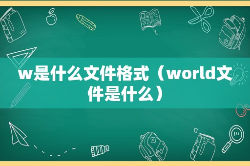 w是什么文件格式（world文件是什么）