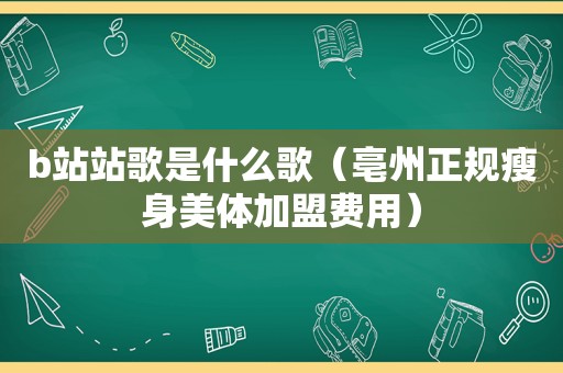 b站站歌是什么歌（亳州正规瘦身美体加盟费用）