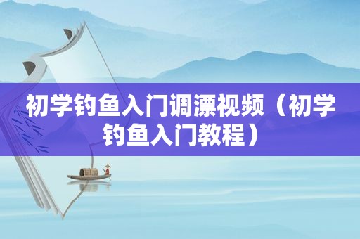 初学钓鱼入门调漂视频（初学钓鱼入门教程）