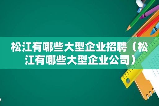 松江有哪些大型企业招聘（松江有哪些大型企业公司）