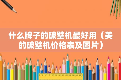 什么牌子的破壁机最好用（美的破壁机价格表及图片）