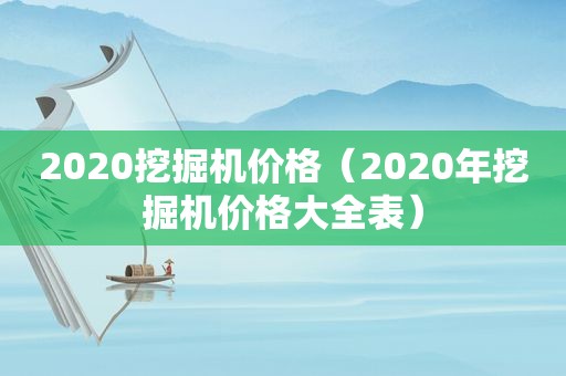 2020挖掘机价格（2020年挖掘机价格大全表）