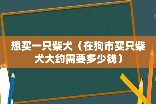 想买一只柴犬（在狗市买只柴犬大约需要多少钱）