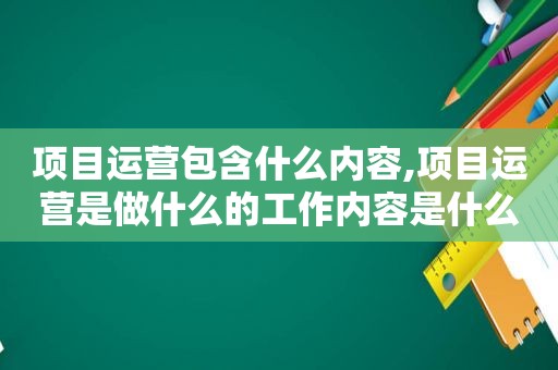 项目运营包含什么内容,项目运营是做什么的工作内容是什么