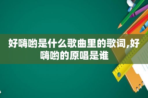 好嗨哟是什么歌曲里的歌词,好嗨哟的原唱是谁