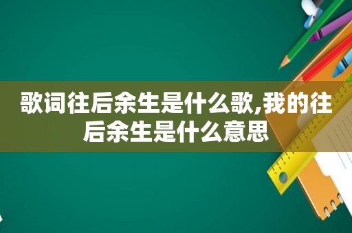 歌词往后余生是什么歌,我的往后余生是什么意思