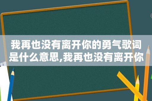 我再也没有离开你的勇气歌词是什么意思,我再也没有离开你的勇气想去的地方有你才最美丽