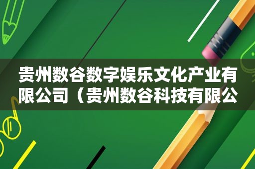 贵州数谷数字娱乐文化产业有限公司（贵州数谷科技有限公司）