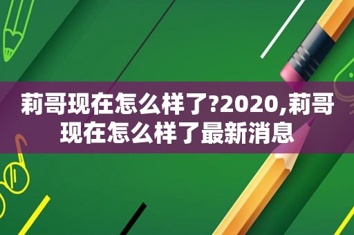 莉哥现在怎么样了?2020,莉哥现在怎么样了最新消息