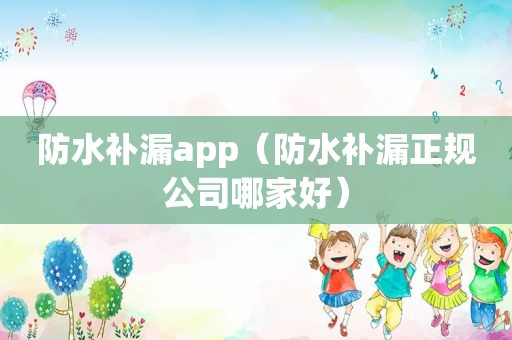 防水补漏app（防水补漏正规公司哪家好）