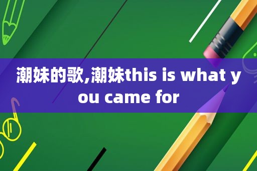 潮妹的歌,潮妹this is what you came for