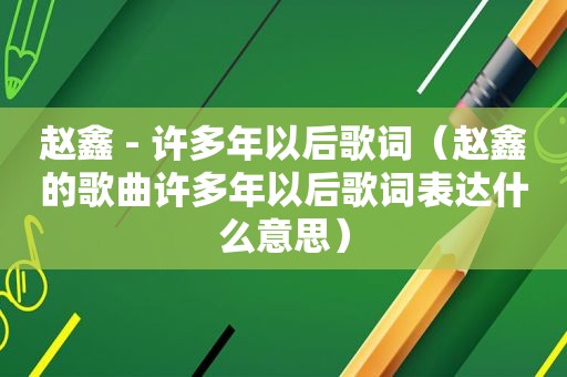 赵鑫 - 许多年以后歌词（赵鑫的歌曲许多年以后歌词表达什么意思）