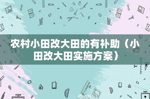 农村小田改大田的有补助（小田改大田实施方案）