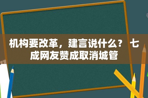 机构要改革，建言说什么？ 七成网友赞成取消城管