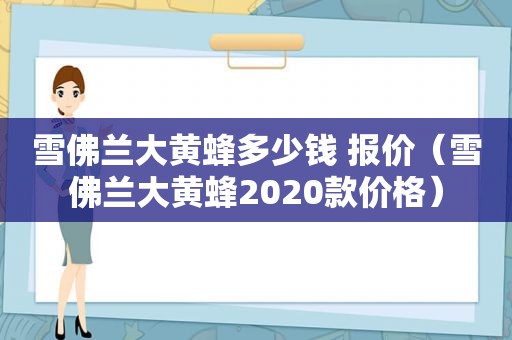 雪佛兰大黄蜂多少钱 报价（雪佛兰大黄蜂2020款价格）