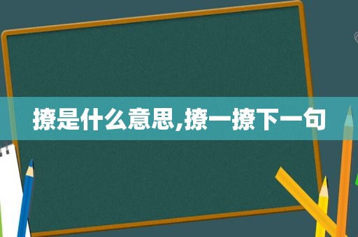 撩是什么意思,撩一撩下一句