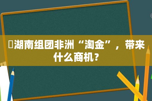 ​湖南组团非洲“淘金”，带来什么商机？