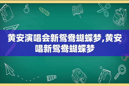 黄安演唱会新鸳鸯蝴蝶梦,黄安唱新鸳鸯蝴蝶梦