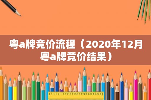 粤a牌竞价流程（2020年12月粤a牌竞价结果）