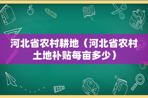 河北省农村耕地（河北省农村土地补贴每亩多少）