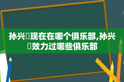 孙兴慜现在在哪个俱乐部,孙兴慜效力过哪些俱乐部